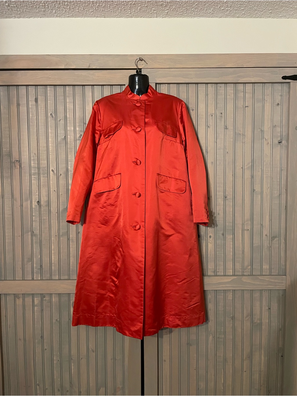 1960s Satin Coat With Covered Buttons